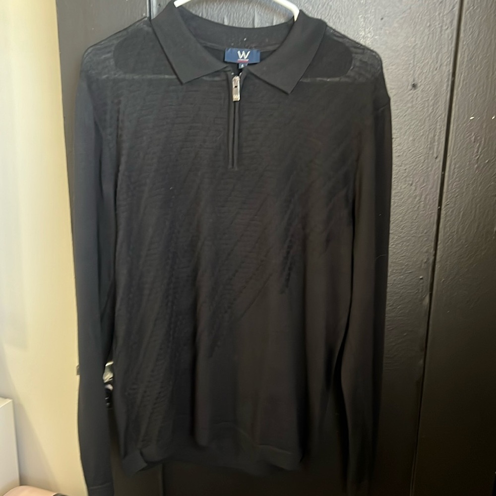 Long sleeve black polo shirt